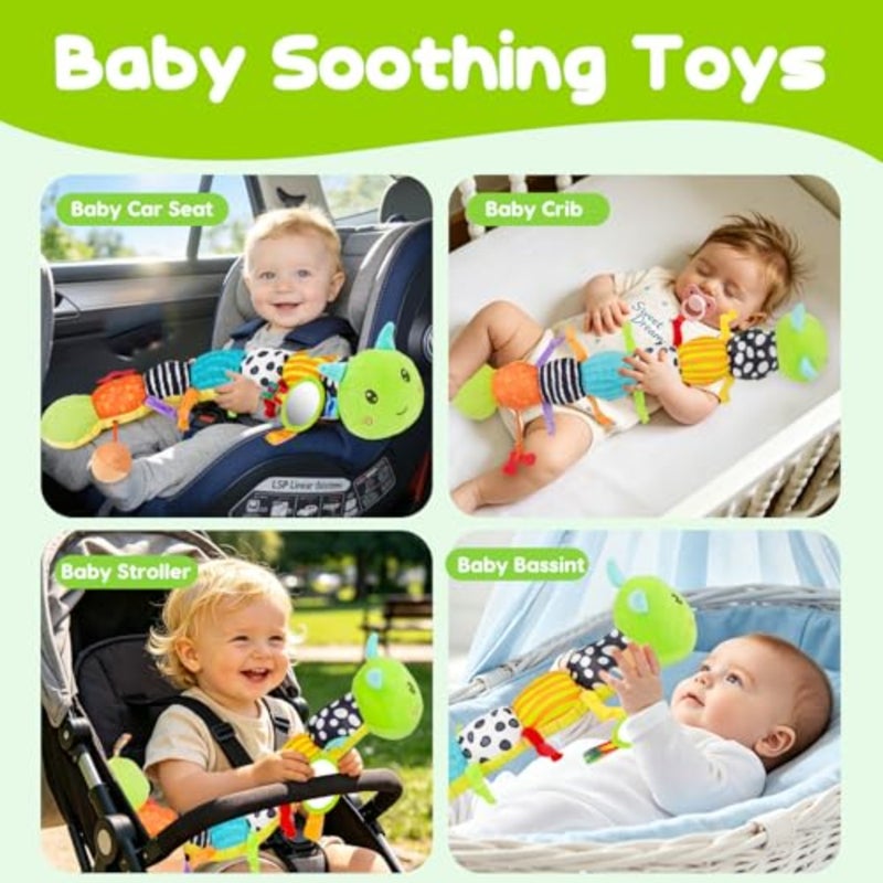 Baby Sensory Toys 0-6 Months Music Animal Stuffed Plush Caterpillar Toy for Infant 0-3-6-12 Month Old Tummy Time with Mirror Crinkle Rattle Toys for Newborn Boys Girls Shower Birthday Gifts - Image 5