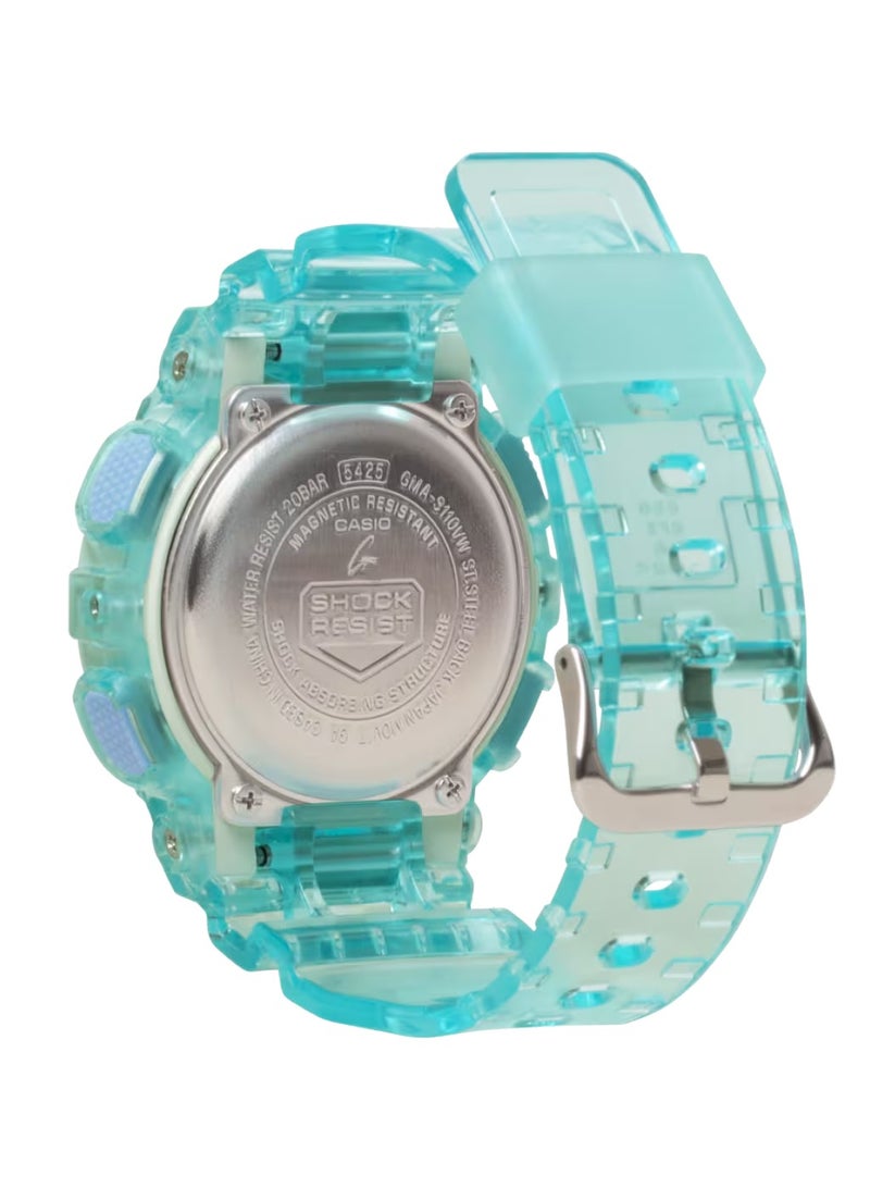 Casio G-Shock Analog Digital  Light Blue Multicolor Dial Quartz GMA-S110VW-2ADR Women's Watch - Image 3