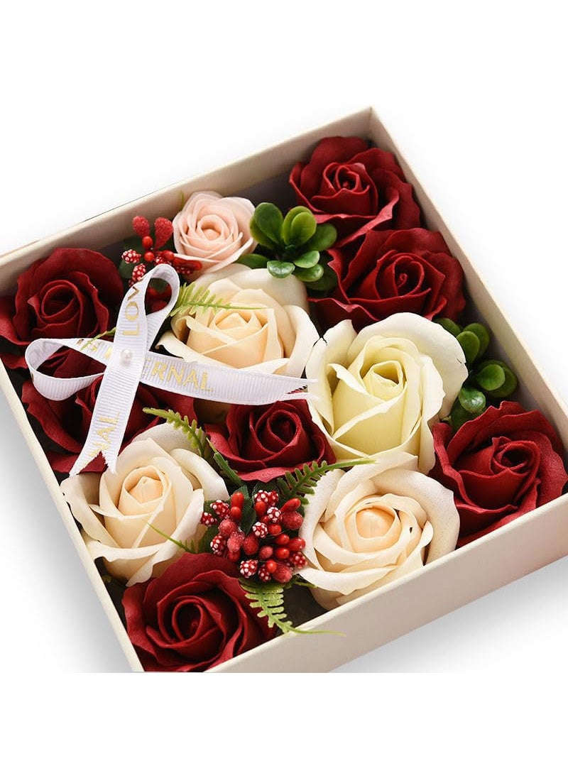 Ideal Swan - Ideal Swan Rose Bath Soap - Rose Flower Floral Scented Rose Petals in Flower Box, Bath Soap for Birthday Valentine’s Day Thanksgiving Day Christmas (White) - Image 1