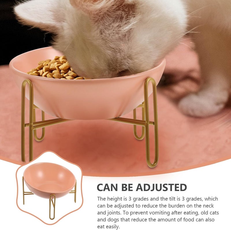 Angoily Elevated Shaped Ceramic Cat Food Bowl with Orange Rack 300ml Small Raised Pet Feeding Container for Cats - Image 5