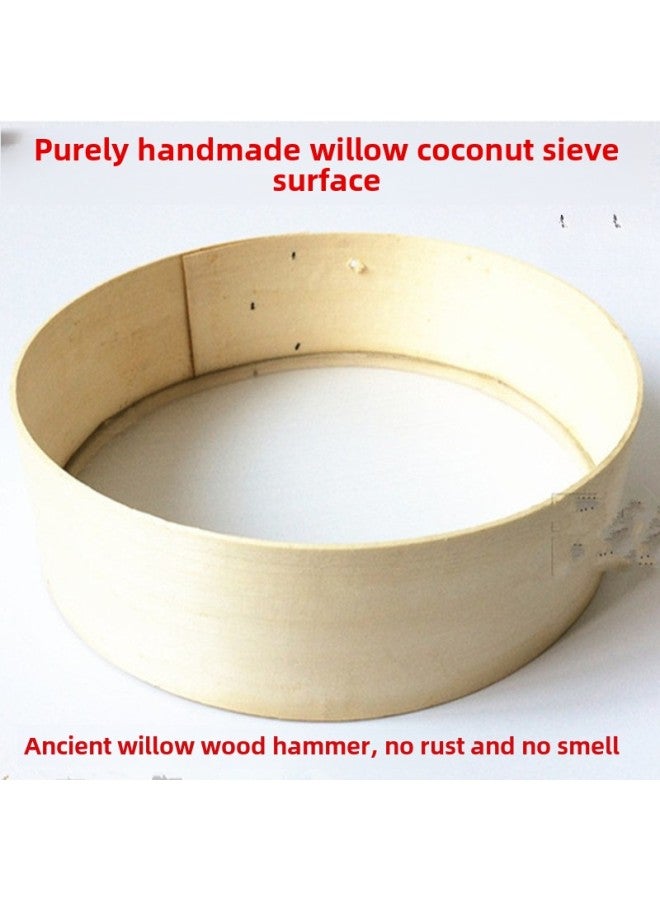 Handmade Wooden Sieve Flour Sieve Ultra-fine Baking 60 Mesh Household Nile Sieve Kitchen Flour Basket Traditional Chinese Medicine Flour Sieve Wooden Radish-Specifications:Diameter 30cm 60 Mesh - Image 3