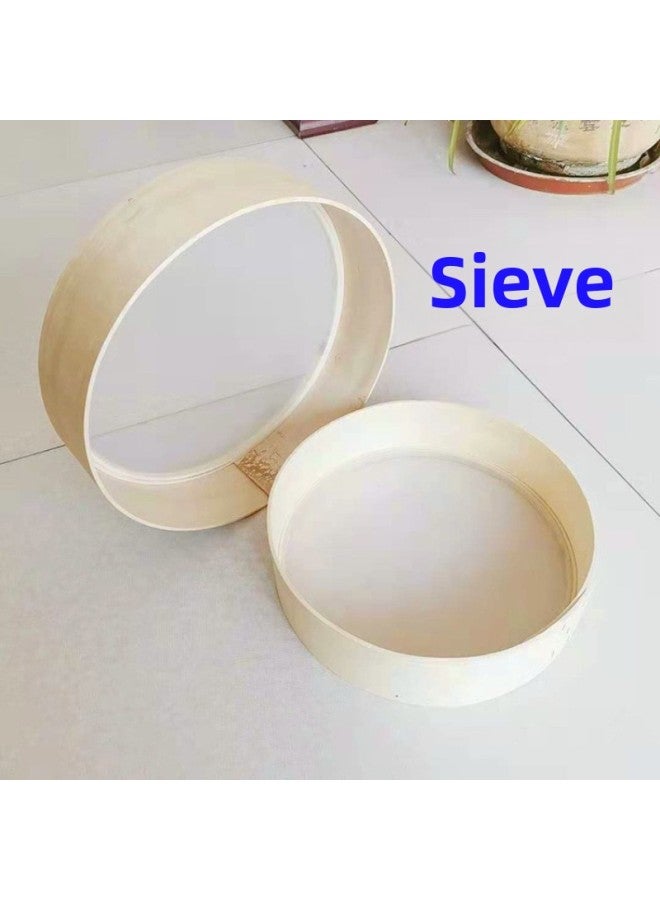 Handmade Wooden Sieve Flour Sieve Ultra-fine Baking 60 Mesh Household Nile Sieve Kitchen Flour Basket Traditional Chinese Medicine Flour Sieve Wooden Radish-Specifications:Diameter 30cm 60 Mesh - Image 4