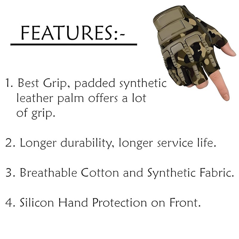 Adroitz AdrotiZ Biker Gloves for Men and Women - Hard Shell Knuckle Protection, Comfortable Half Finger Design, Style with Rubber, Non-Slip Grip, Durable Padding, Perfect for Riding, Hiking, and Travel - Image 4