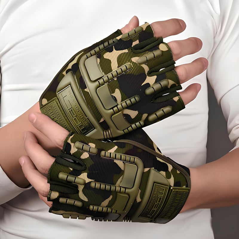 Adroitz AdrotiZ Biker Gloves for Men and Women - Hard Shell Knuckle Protection, Comfortable Half Finger Design, Style with Rubber, Non-Slip Grip, Durable Padding, Perfect for Riding, Hiking, and Travel - Image 1