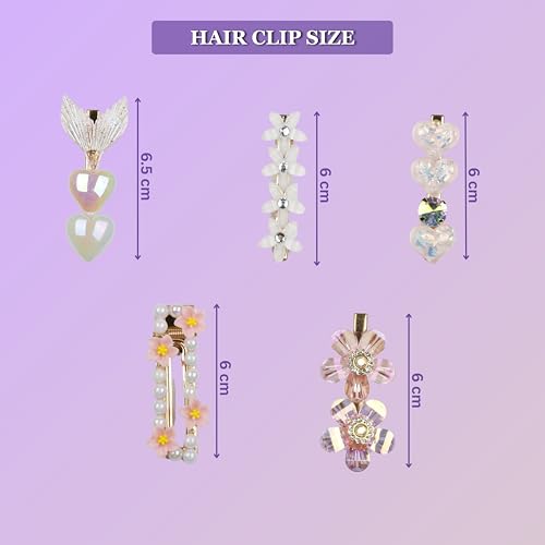 Hexwell Fancy Korean Style Hair Clips For Women And Girls Rhinestones Pearl Metal Hair clips For Party Wedding and Daily Uses Hair Accessories (White + Shine) - Image 4