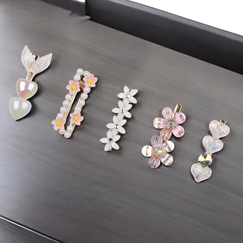 Hexwell Fancy Korean Style Hair Clips For Women And Girls Rhinestones Pearl Metal Hair clips For Party Wedding and Daily Uses Hair Accessories (White + Shine) - Image 3