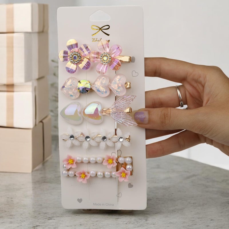 Hexwell Fancy Korean Style Hair Clips For Women And Girls Rhinestones Pearl Metal Hair clips For Party Wedding and Daily Uses Hair Accessories (White + Shine) - Image 5