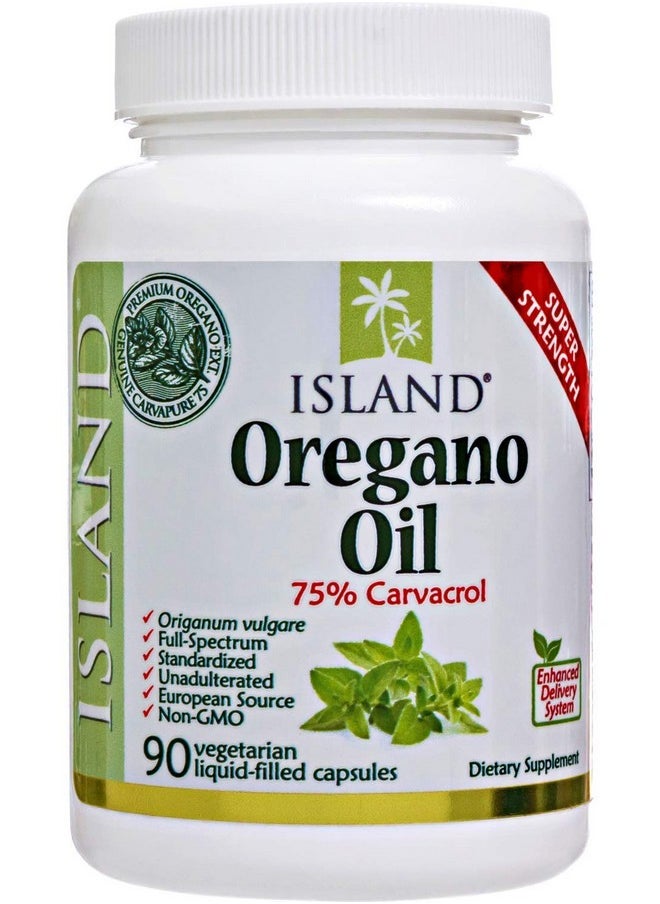 Island Nutrition - Oregano Oil Capsules Liquidfilled Superstrength Immune Support Organic Ingredients 75% Carvacrol Grown In Spain Oil Of Oregano Capsules With Enhanced Delivery (90 Count) - Image 1