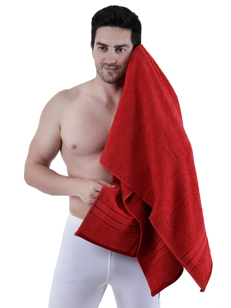 Dollar Bath Towel Cotton Soft, Large Size, 100% Cotton Towel - Highly Absorbent Size (75 X 150 Cm) for Men's and Women's 1 Piece Bath Towel (Bright Red) - Image 1