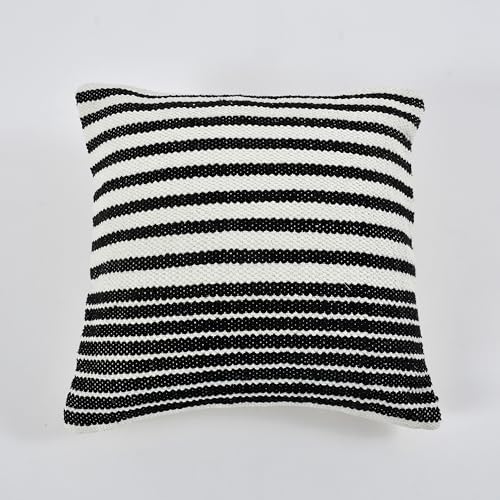 TIB Premium Boho Decorative Throw Cushion Covers, 16 x 16 cm, Set of 2, Cotton. (Black Stripes) - Image 2