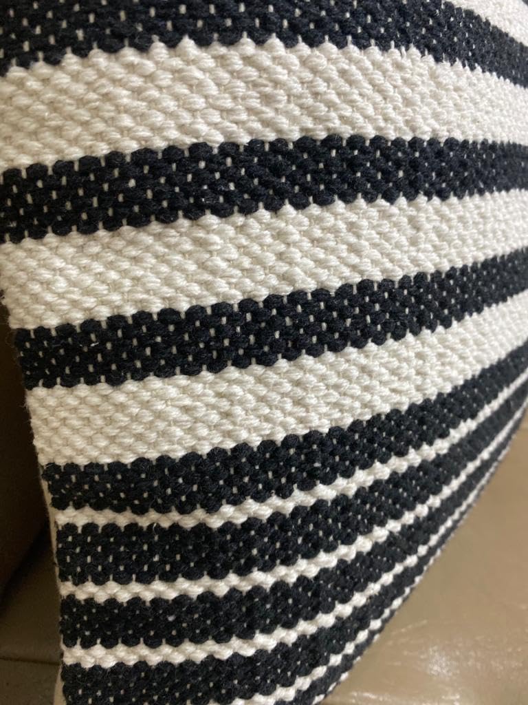 TIB Premium Boho Decorative Throw Cushion Covers, 16 x 16 cm, Set of 2, Cotton. (Black Stripes) - Image 4