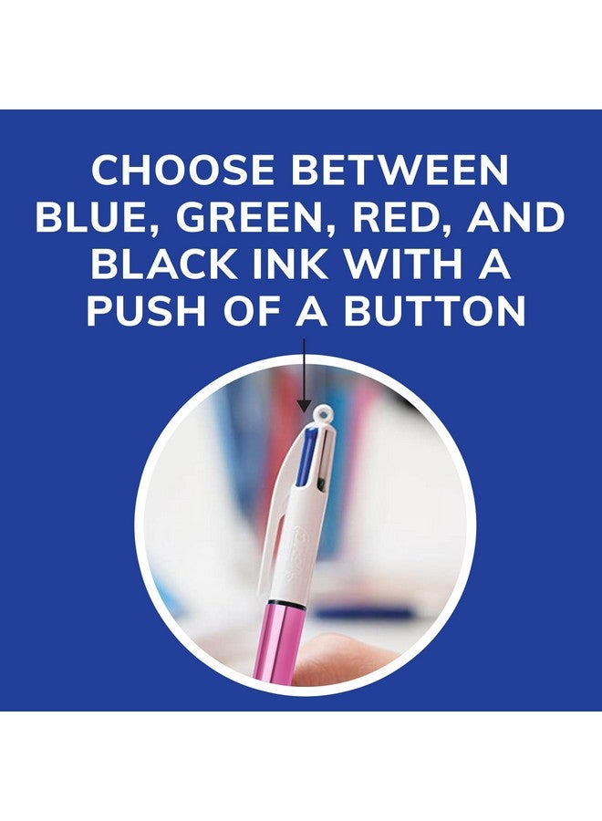 بيك أقلام حبر جاف قابلة للسحب من بيك، 4 ألوان لامعة، أسطوانة معدنية وردية اللون، رأس متوسط (1.0 مم)، عبوة من 3 قطع، قلم حبر جاف قابل للسحب مع حبر يدوم طويلاً - Image 5