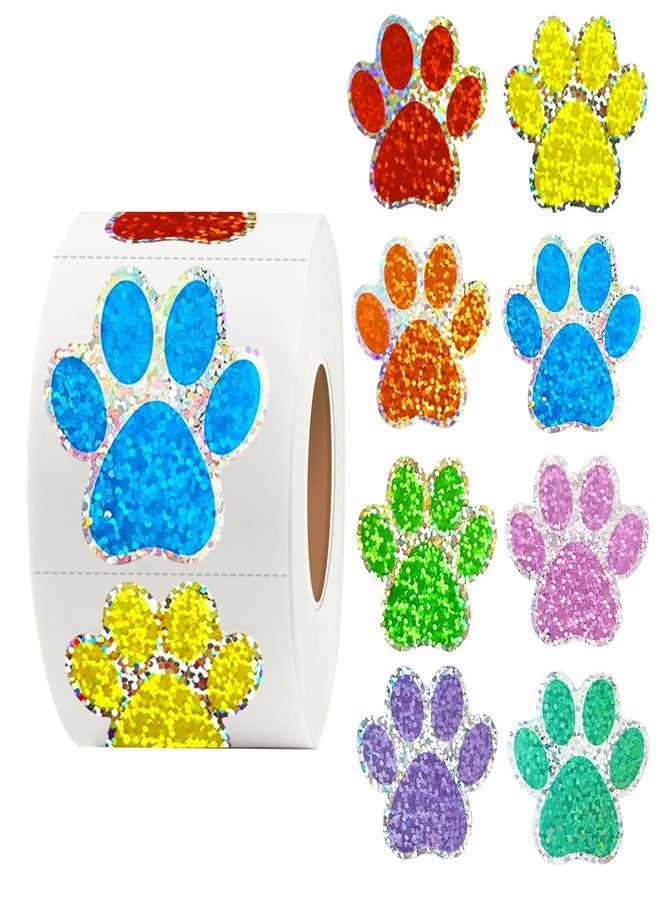 Yeachlaing Paw Print Stickers, 1.5" Holographic Shiny Bear Paw Stickers with Perforation Line (500PCS, Multicolor) - Image 1