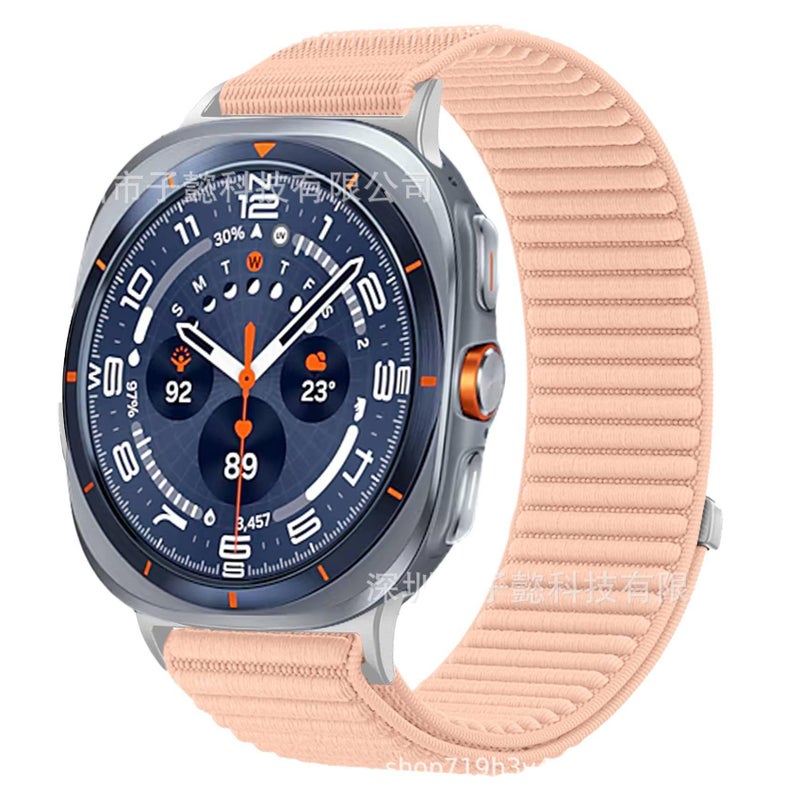 سوار ساعة ذكية باللون Starlight قابل للتعديل سوار نايلون حلقي متوافق مع Samsung Galaxy Watch Ultra بملاءمة قابلة للتعديل وحزام بديل - Image 3