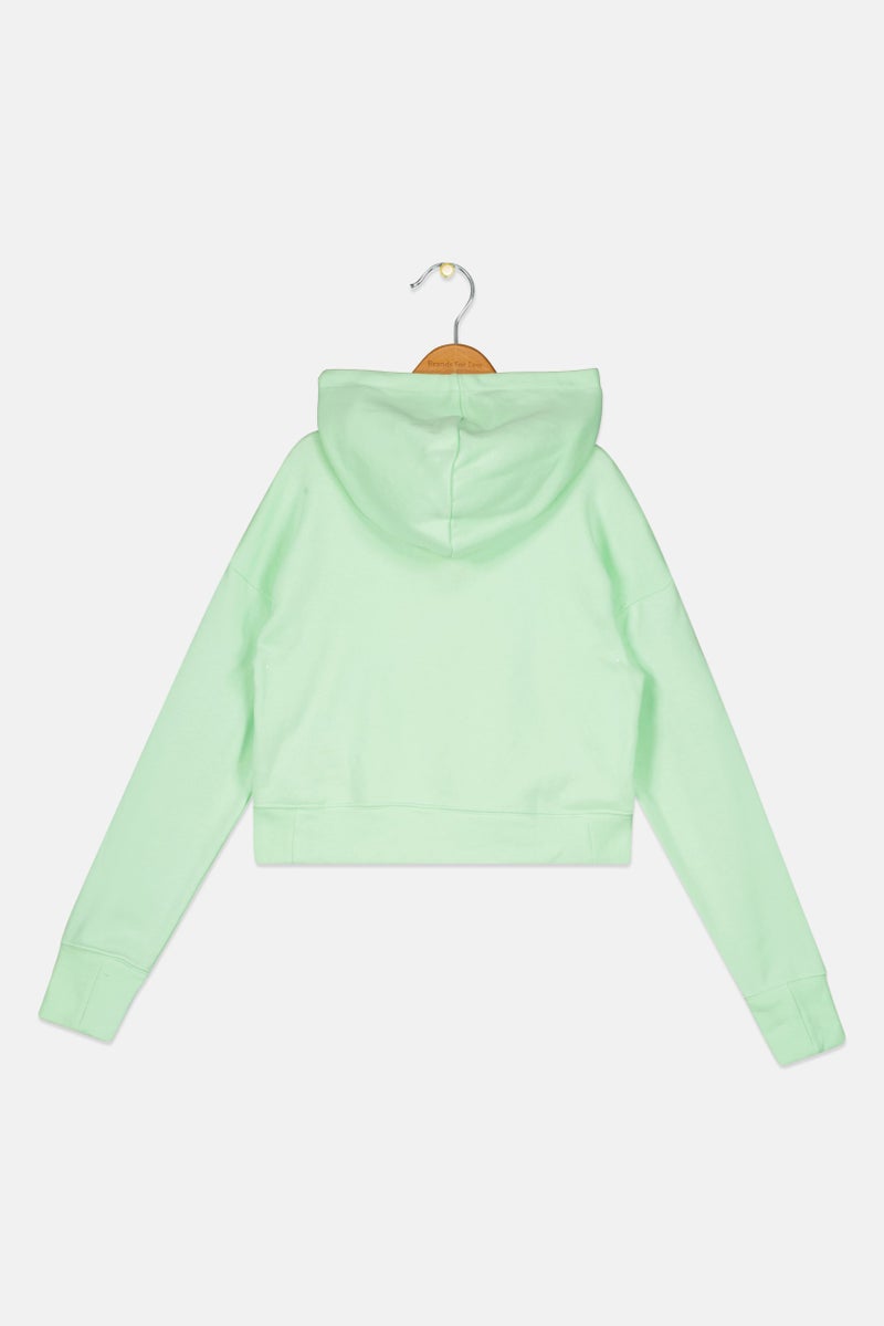 Nike Kids Girl Standard Fit Brand Logo Long Sleeve Outdoor Sweatshirt, Mint Green - Image 2