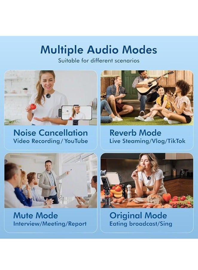 Professional Wireless Lavalier Microphone with Charging Case, 2 Mini Wireless Noise Cancelling Microphones for iPhone iPad, 4 Pickup Modes, Battery Life - Image 3