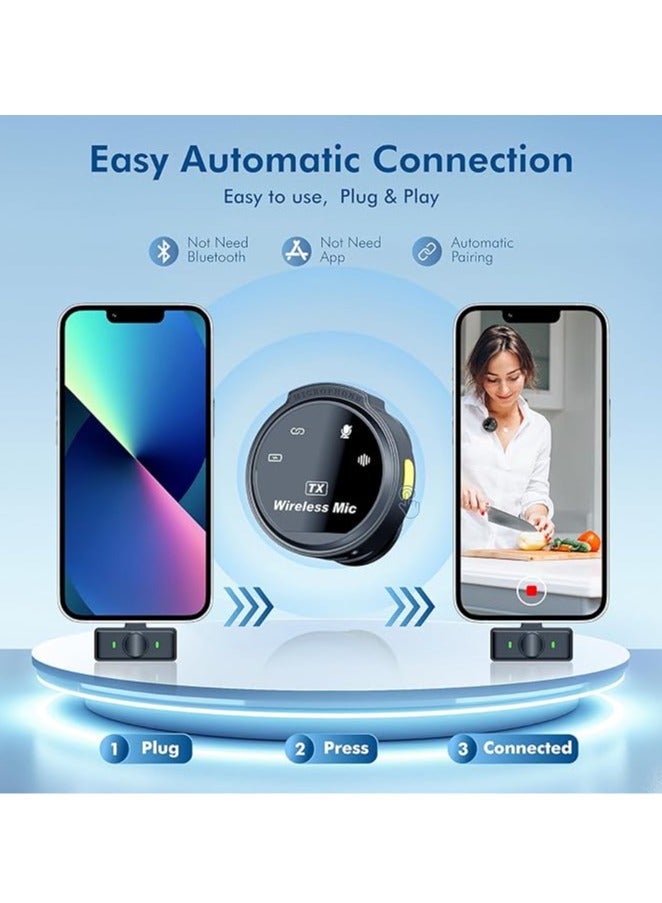 Professional Wireless Lavalier Microphone with Charging Case, 2 Mini Wireless Noise Cancelling Microphones for iPhone iPad, 4 Pickup Modes, Battery Life - Image 2