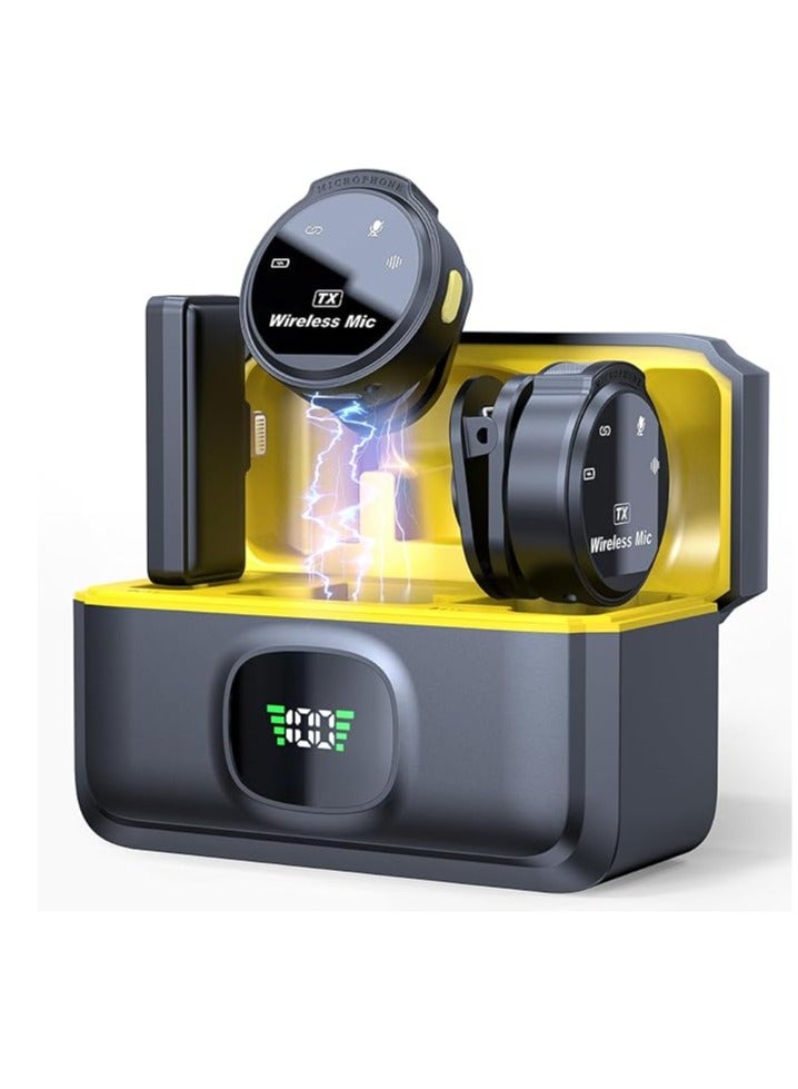 Professional Wireless Lavalier Microphone with Charging Case, 2 Mini Wireless Noise Cancelling Microphones for iPhone iPad, 4 Pickup Modes, Battery Life - Image 1