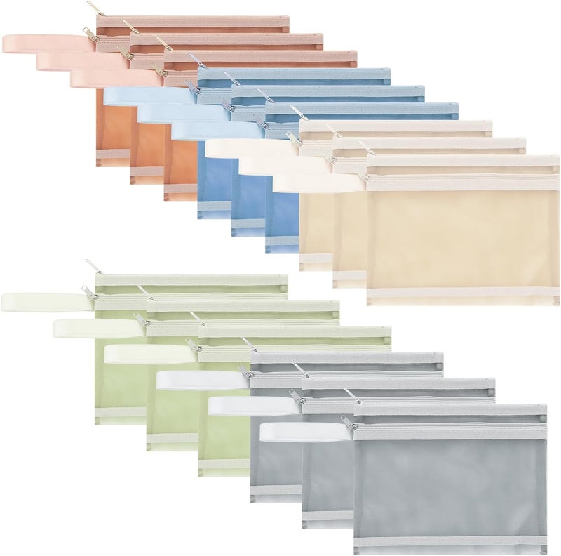 SENENQU 15 Pack Colored Mesh Zipper Pouch Bags DoubleLayer Nylon Building Block Storage  Organization Sets Breathable See Through A5 Zipper Pouch with Handle for Activity Classroom Office  - Image 1