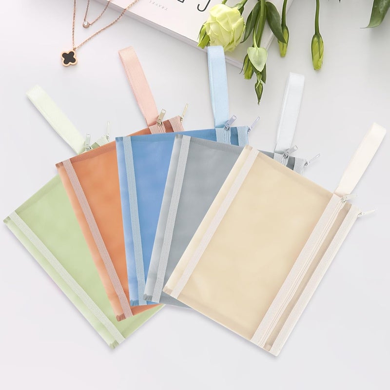 SENENQU 15 Pack Colored Mesh Zipper Pouch Bags DoubleLayer Nylon Building Block Storage  Organization Sets Breathable See Through A5 Zipper Pouch with Handle for Activity Classroom Office  - Image 5