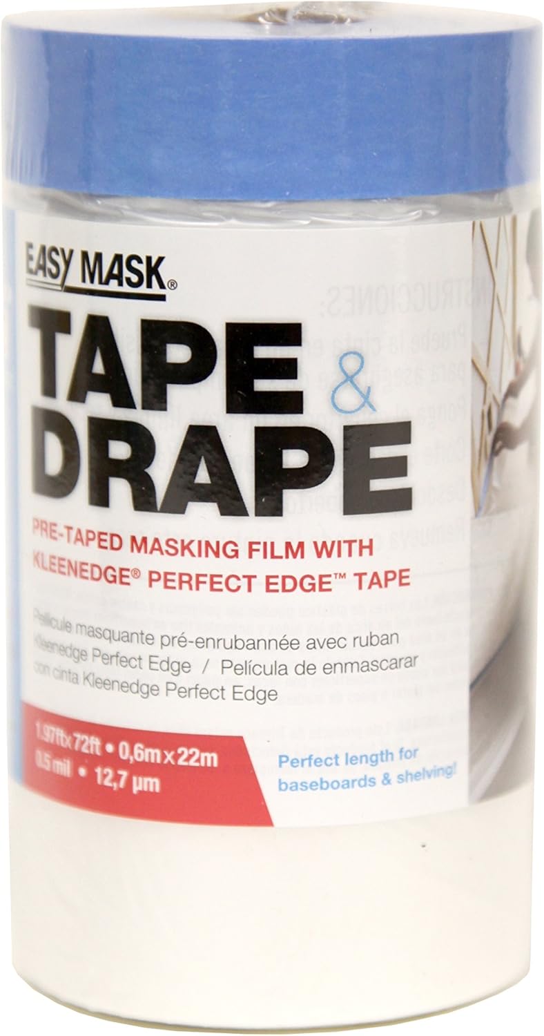 Trimaco Trimaco 949460 Easy Mask Tape  Drape PreTape Masking Film with 14 day Blue PerfectEdge Tape 06m x 22m  - Image 1