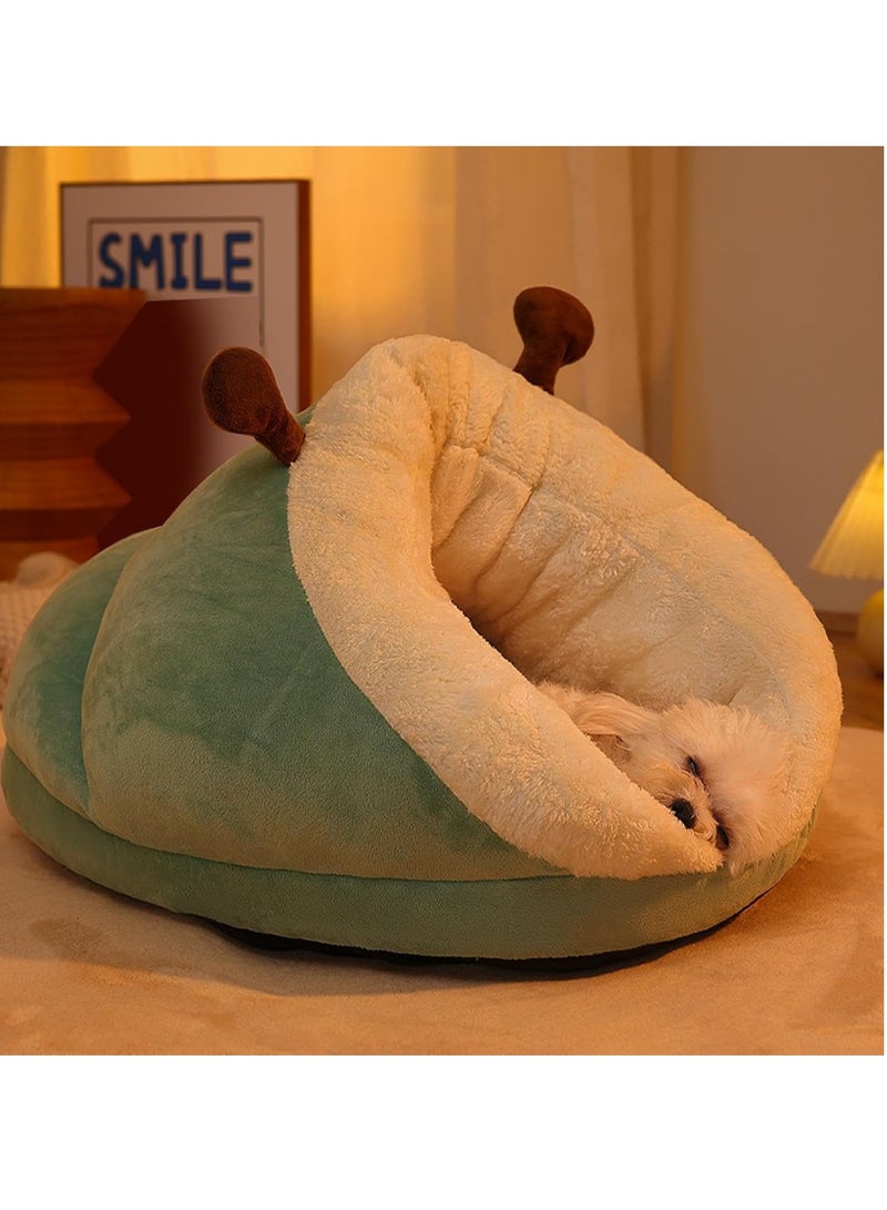Generic Cat nest winter warm sleeping bag closed special winter slippers cat can drill small quilt nest doghouse cat sleeping mat (avocado green slipper nest) - Image 4