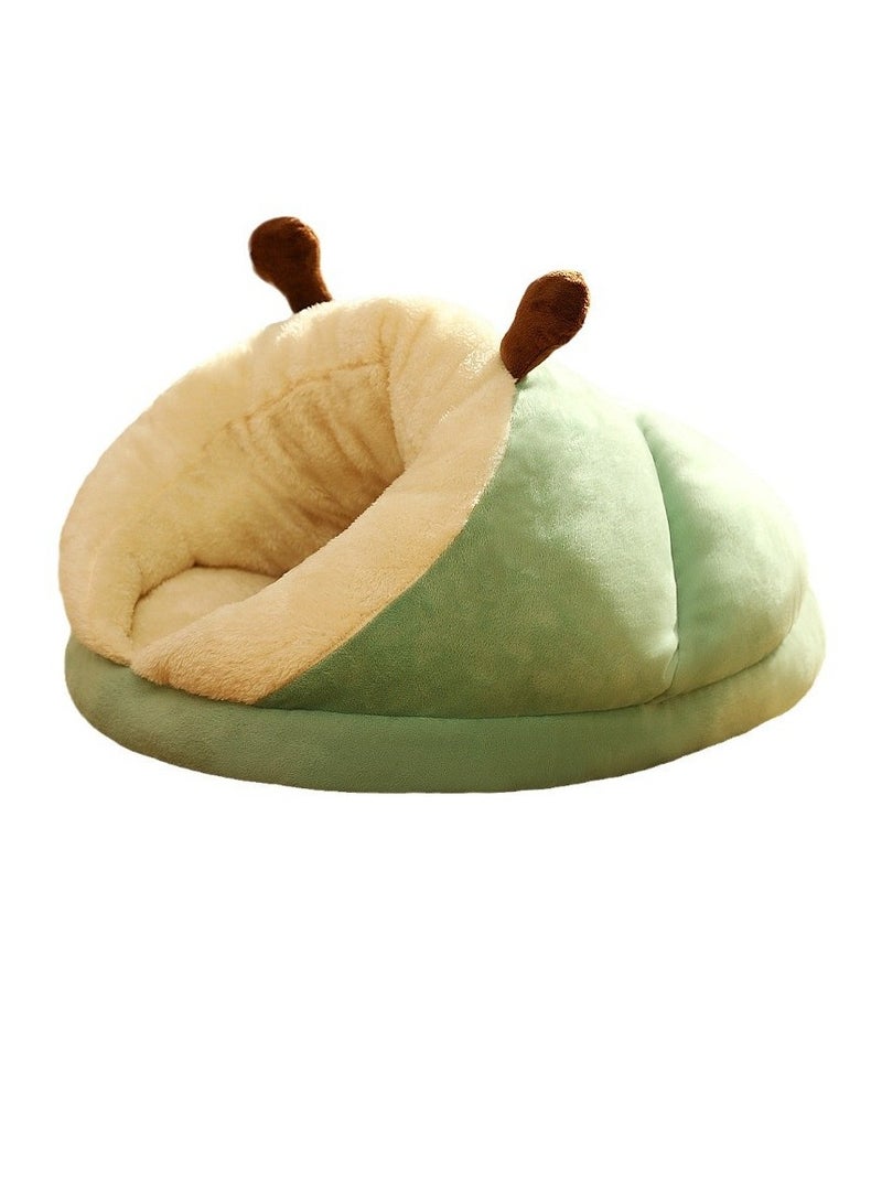 Generic Cat nest winter warm sleeping bag closed special winter slippers cat can drill small quilt nest doghouse cat sleeping mat (avocado green slipper nest) - Image 1