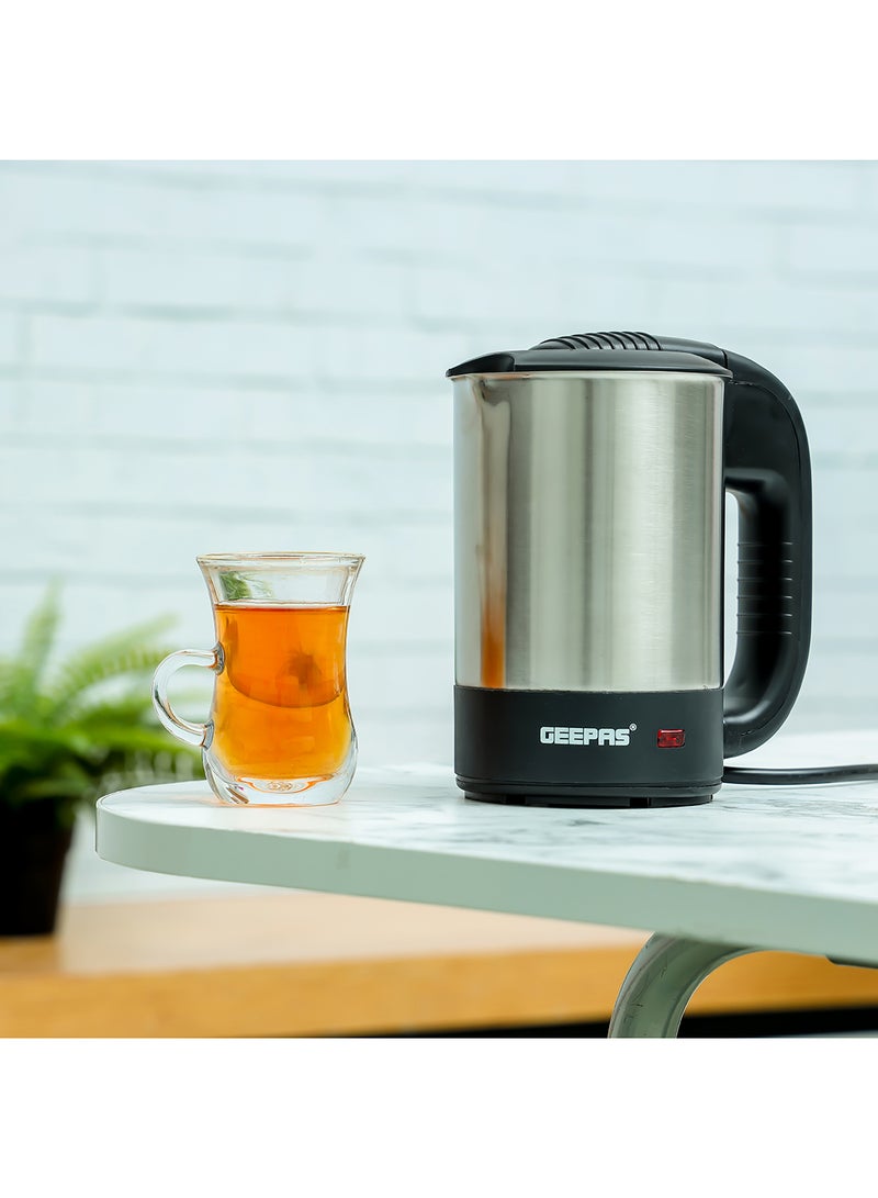 GEEPAS Stainless Steel Travel Electric Kettle with Boil Dry Protection and Automatic Cut-Off 500 ml 1100 W GK175 Silver/Black - Image 3
