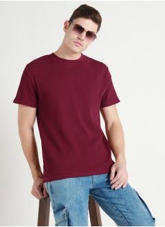 Dennis Lingo Maroon Crew Neck T-Shirt for Men - Relaxed Fit  - Image 1