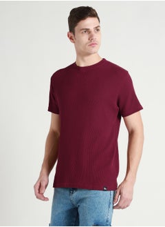 Dennis Lingo Maroon Crew Neck T-Shirt for Men - Relaxed Fit  - Image 2