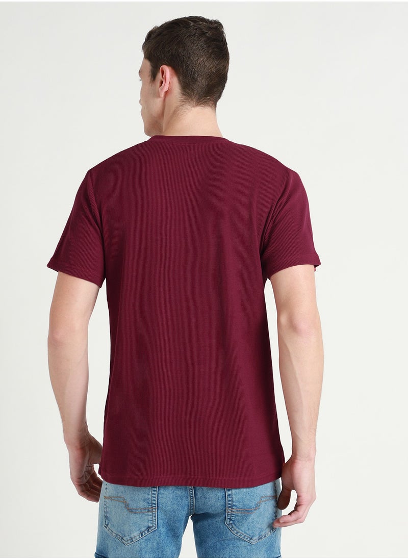 Dennis Lingo - Maroon Crew Neck T-Shirt for Men - Relaxed Fit - Image 1