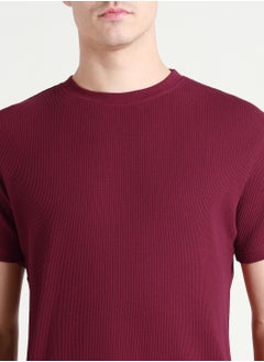 Dennis Lingo Maroon Crew Neck T-Shirt for Men - Relaxed Fit  - Image 5