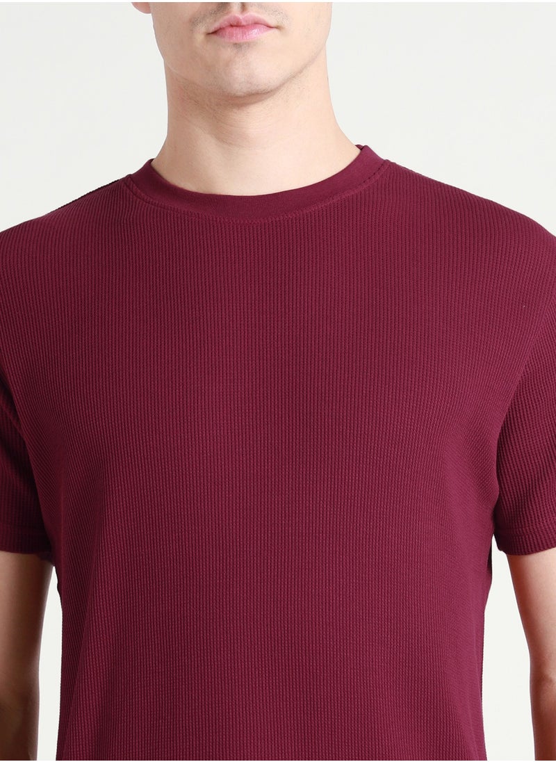 Dennis Lingo - Maroon Crew Neck T-Shirt for Men - Relaxed Fit - Image 1