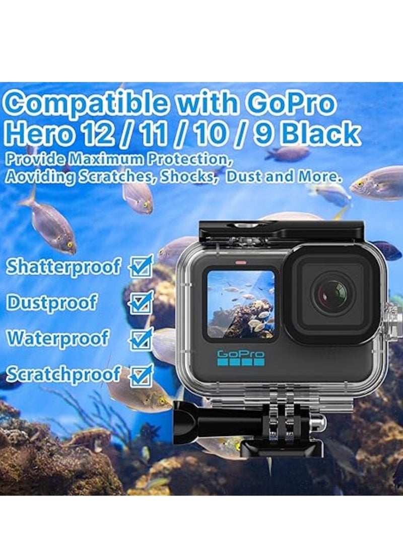 Tanyaz - Waterproof Case for GoPro Hero 12 Hero 11 Hero 10 Hero 9 Black, Underwater Dive Case Housing Shell Supports 60M 196FT Deep Diving Scuba Snorkeling - Image 1