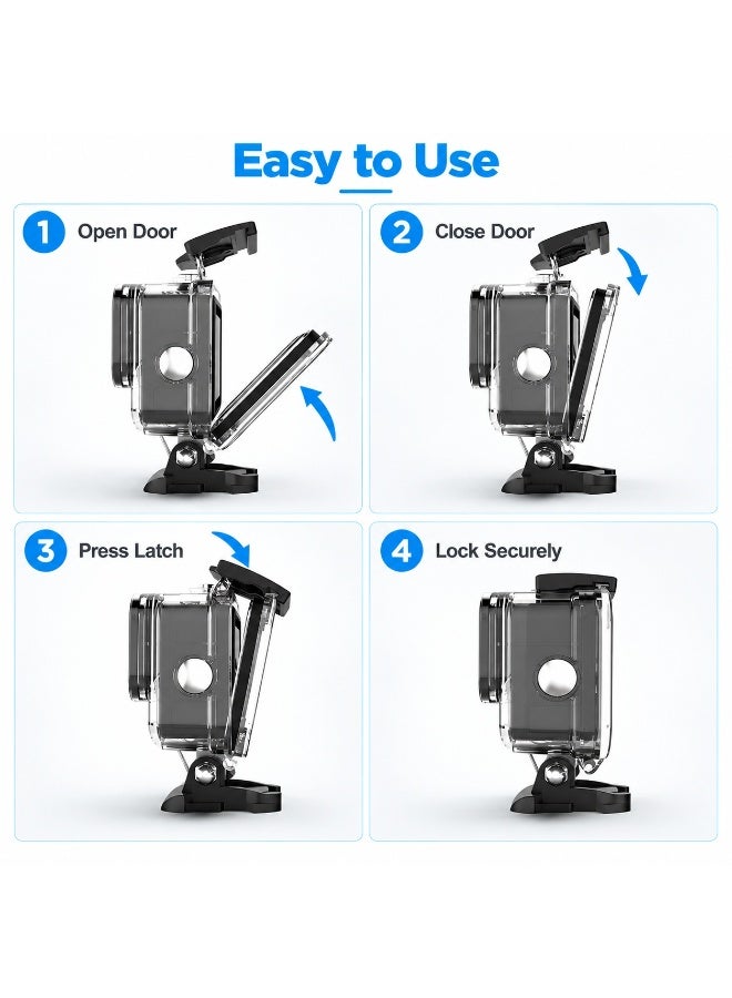 تانياز حافظة حماية مقاومة للماء لكاميرات الحركة GoPro Hero 9 و10 و11 و12 و13 - غطاء شفاف للغوص بتصميم قفل آمن وعدسة عالية الوضوح - ملحق مثالي للتصوير تحت الماء المميزات الرئيسية - Image 5