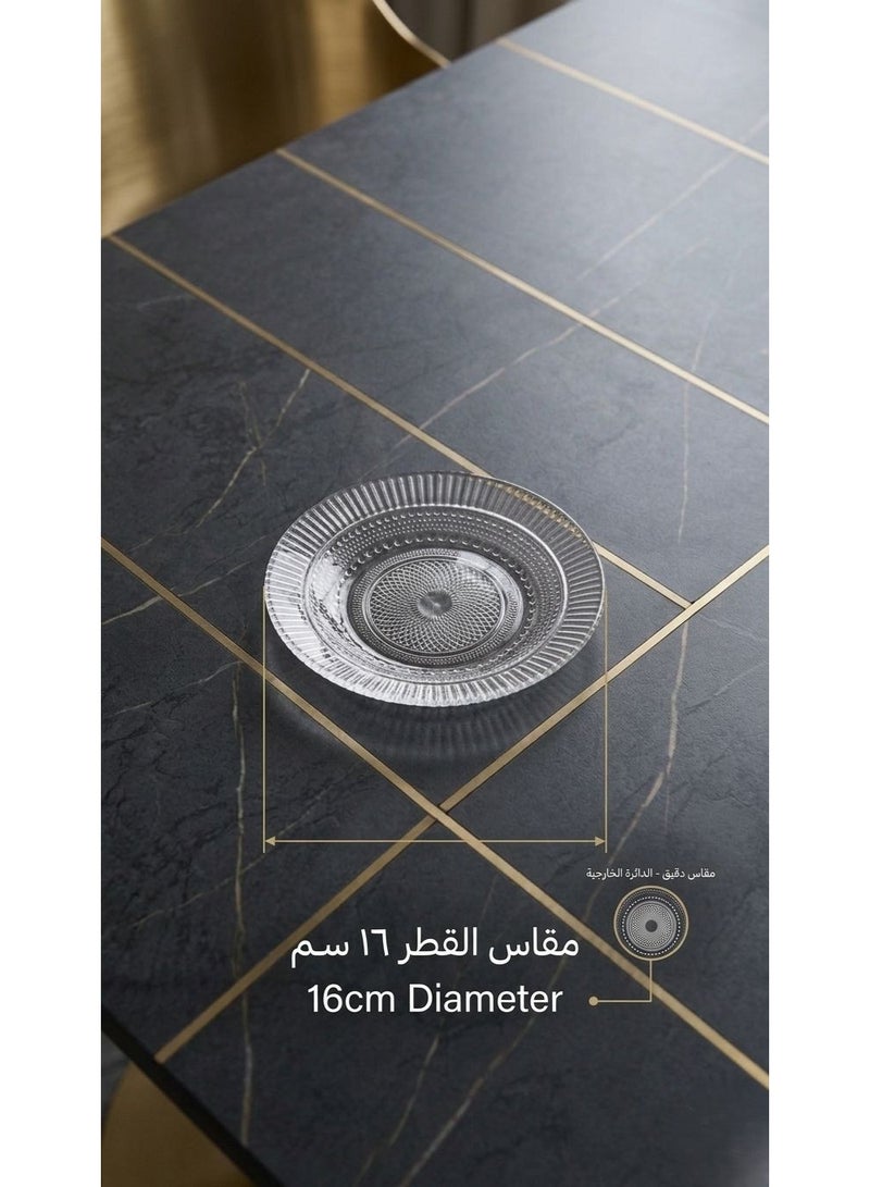 ريان طقم صحون تقديم زجاجية بتصميم عصري وراقي (6 قطع) مقاس (16cm) - Image 2
