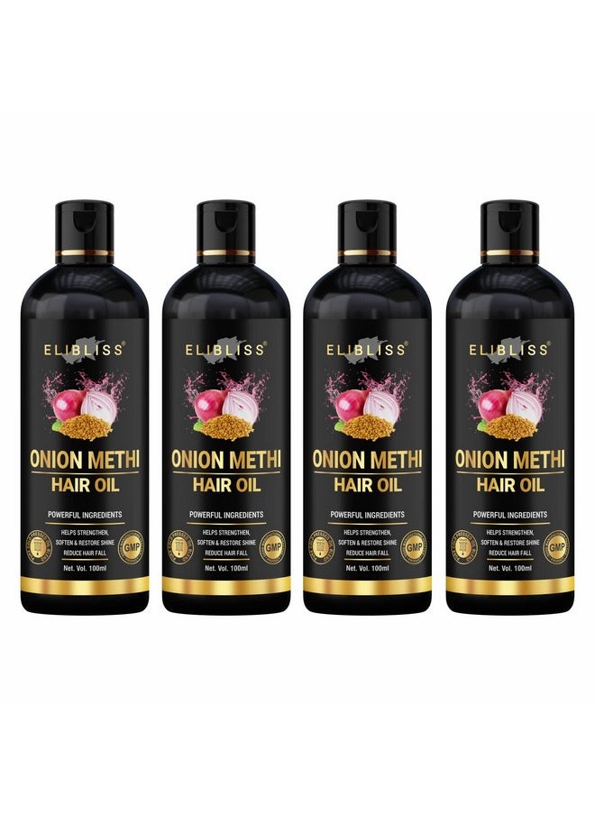 ELIBLISS Onion Methi(Fenugreek) Hair Oil For Hair Growth And Hair Fall Control 100 Ml Pack Of 4  - Image 1