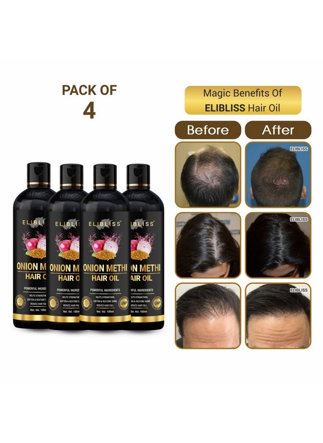 ELIBLISS Onion Methi(Fenugreek) Hair Oil For Hair Growth And Hair Fall Control 100 Ml Pack Of 4  - Image 2