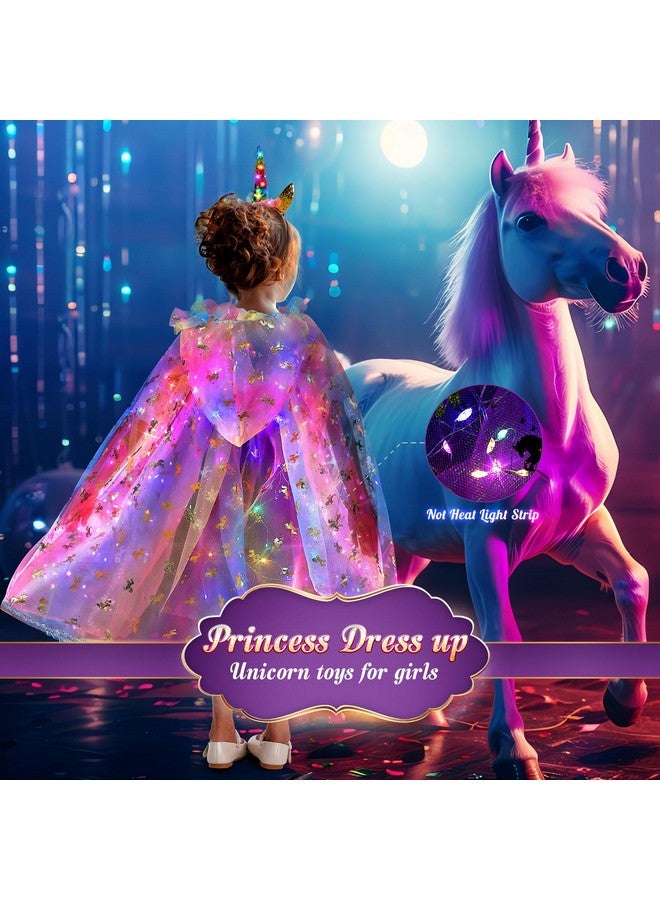 fedio Princess Dress Up For Girls,Unicorn Light Up Princess Cape Set,Light Up Princess Dress With Unicorn Toys For Girls 3-8 Halloween - Image 4