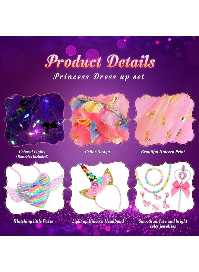 fedio Princess Dress Up For Girls,Unicorn Light Up Princess Cape Set,Light Up Princess Dress With Unicorn Toys For Girls 3-8 Halloween - Image 5