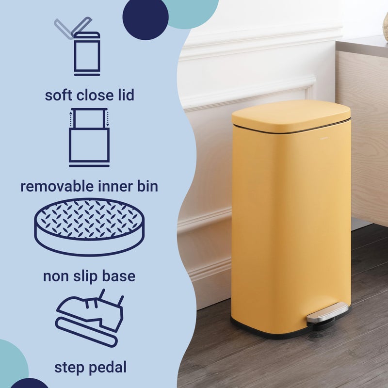 happimess HPM1011L Curtis 8-Gallon Step-Open Trash Can, Daffodil Yellow for Home, Kitchen, Bathroom, Living Room, Office - Image 3