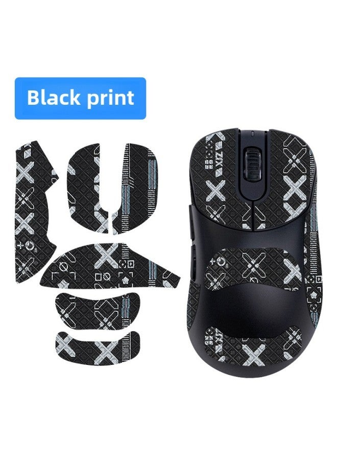 For VAXEE E1 E1W Mouse Anti-slip Sticker Vaxee E1 E1w Sweat-absorbent Protective Sticker Side Skirt Wear-resistant Film-Color:[all Inclusive] Black Printed Mouse Sticker [free Cleaning Cotton]  - Image 1