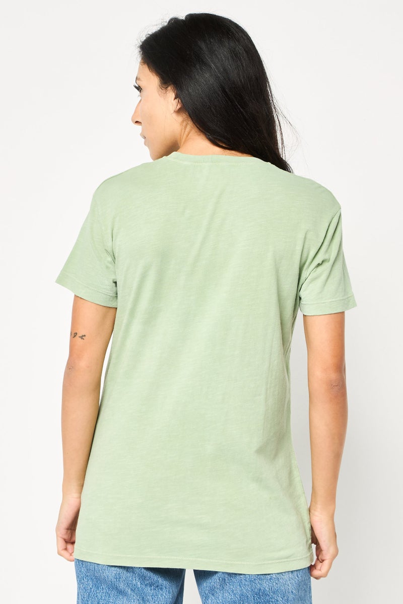 Replay Women Crew Neck Short Sleeves Embroidered Logo T-Shirt, Oregon Green - Image 4