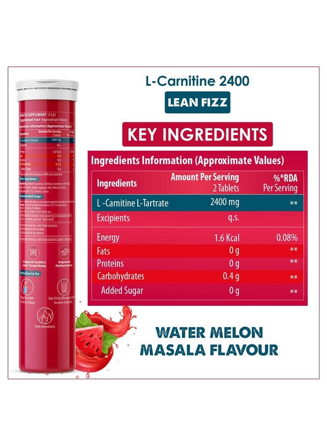 Naturyz L-Carnitine L Tartrate 2400 mg Converts fat into Energy|Energy & Endurance|Performance & Recovery - 15 capsules (Water Melon Masala Flavour), 1 count - Image 2