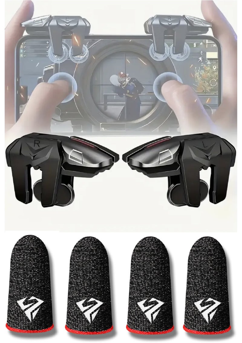 A Pair of Mobile Game Controller Triggers,，4pcs Sweat-Proof Finger Gloves，Additions for Mobile Gaming, Sensitive Finger Triggers for Shooting Target Buttons, Best Birthday And Holiday Gifts for Friends - Image 1