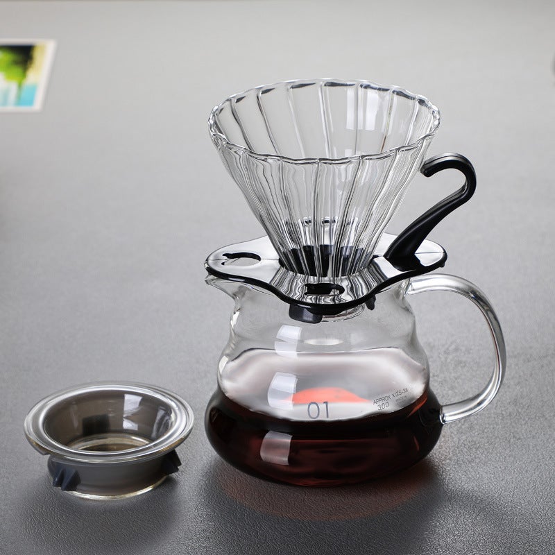 Factory Hand-Washed Glass Coffee Pot Cloud Pot Filter Cup Filter Sharing Pot Set Can Be Printed Logo - Image 1