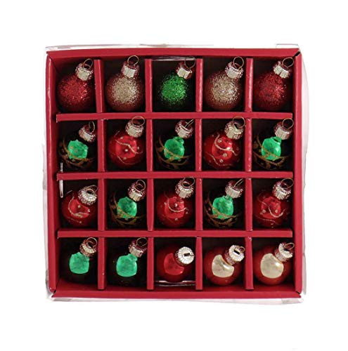 Pack of 12 Miniature Red and Green Christmas Ball Ornaments 1 25mm