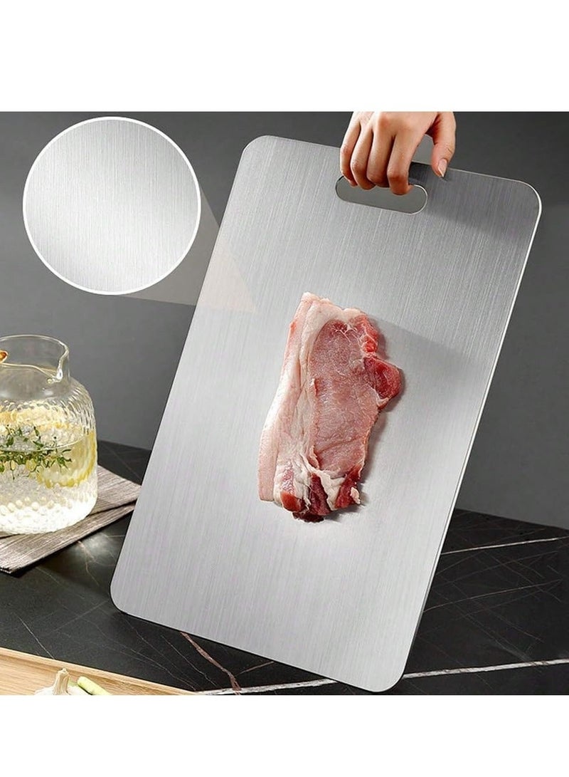 WALALLA 1 pcs Stainless steel Cutting Board,100% Stainless steel Cutting Boards For Kitchen, Double-Sided Food Grade Cutting Board for Kitchen, Chopping Board for Meat, Fruit, Vegetables - Image 3