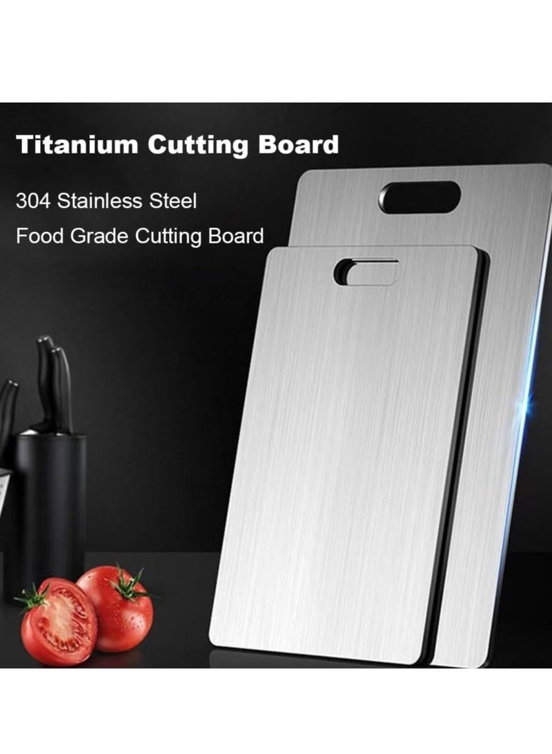 WALALLA 1 pcs Stainless steel Cutting Board,100% Stainless steel Cutting Boards For Kitchen, Double-Sided Food Grade Cutting Board for Kitchen, Chopping Board for Meat, Fruit, Vegetables - Image 2