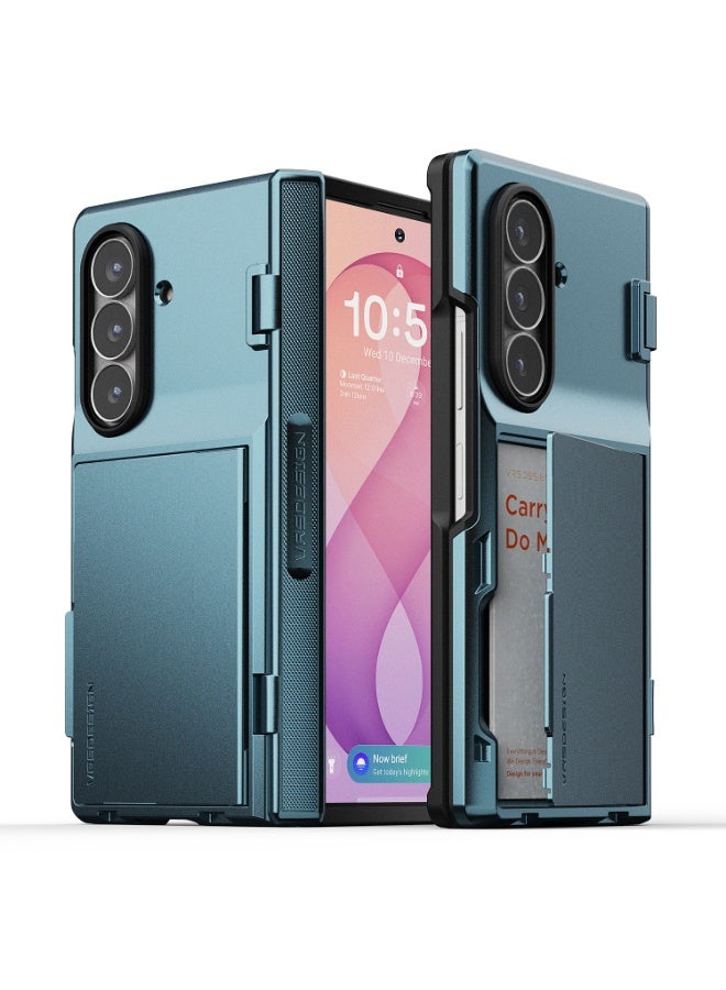 Modern Go Samsung Galaxy Z Fold 8 Ultra Case Cover Wallet with 2 Card Holder Compartment - Ice Blue